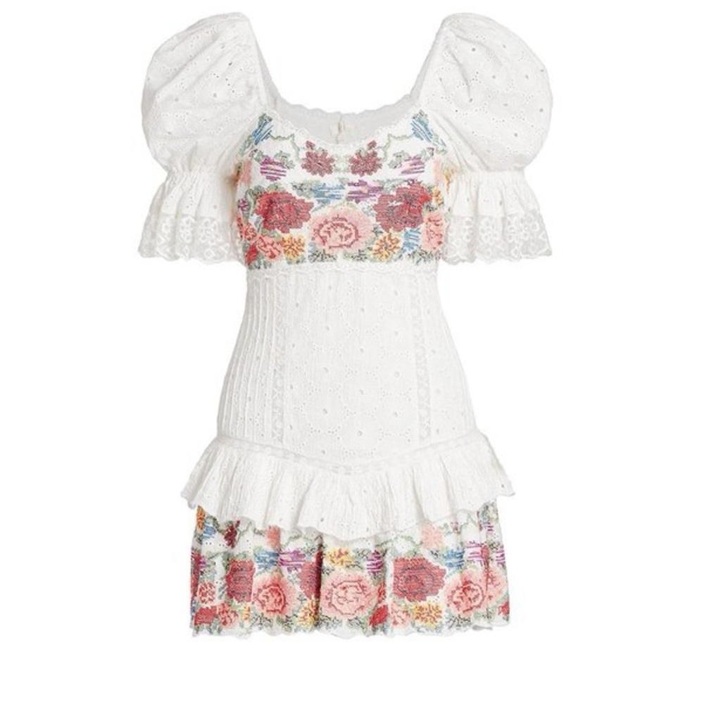 NWT Loveshack Fancy Thressey Mini Dress - True White, size 6